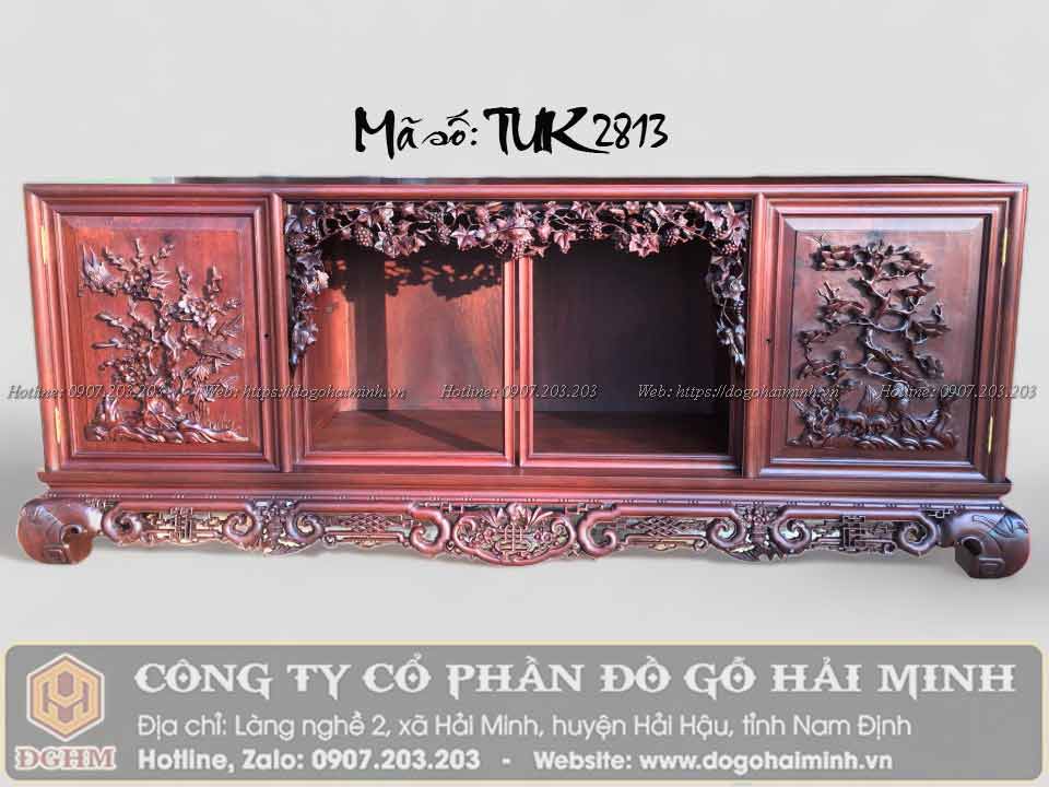 tủ chè cánh phẳng đục tứ quý