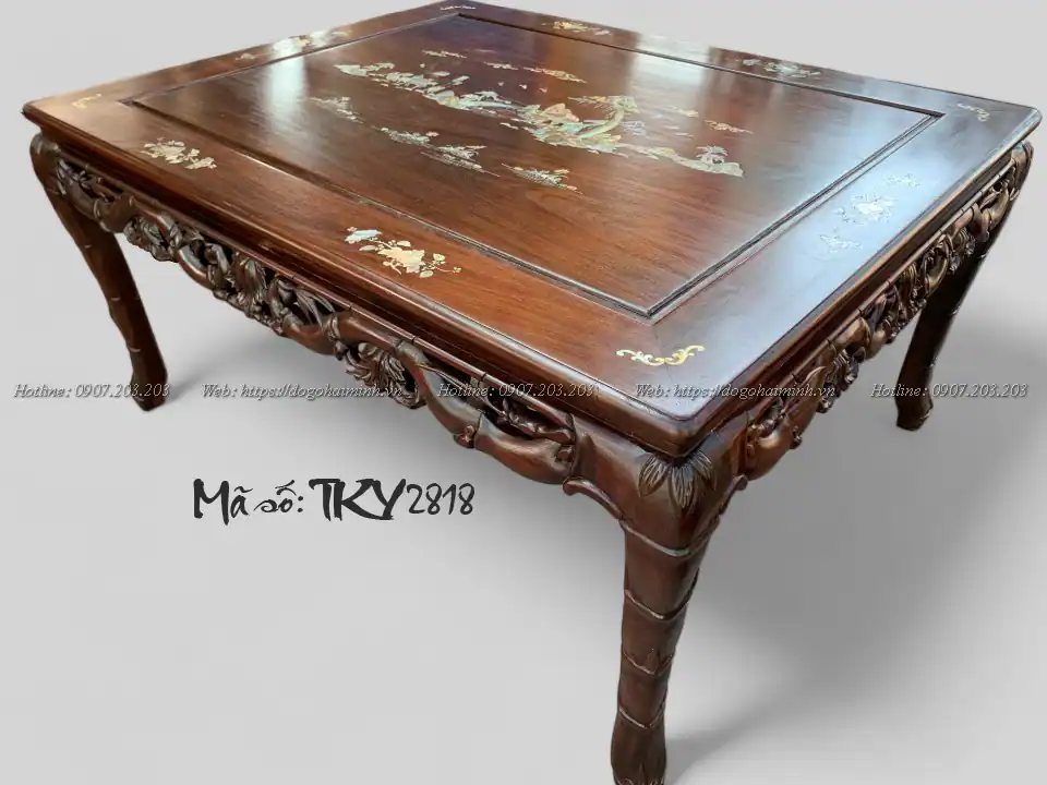 bàn ghế trường kỷ trúc khảm ốc