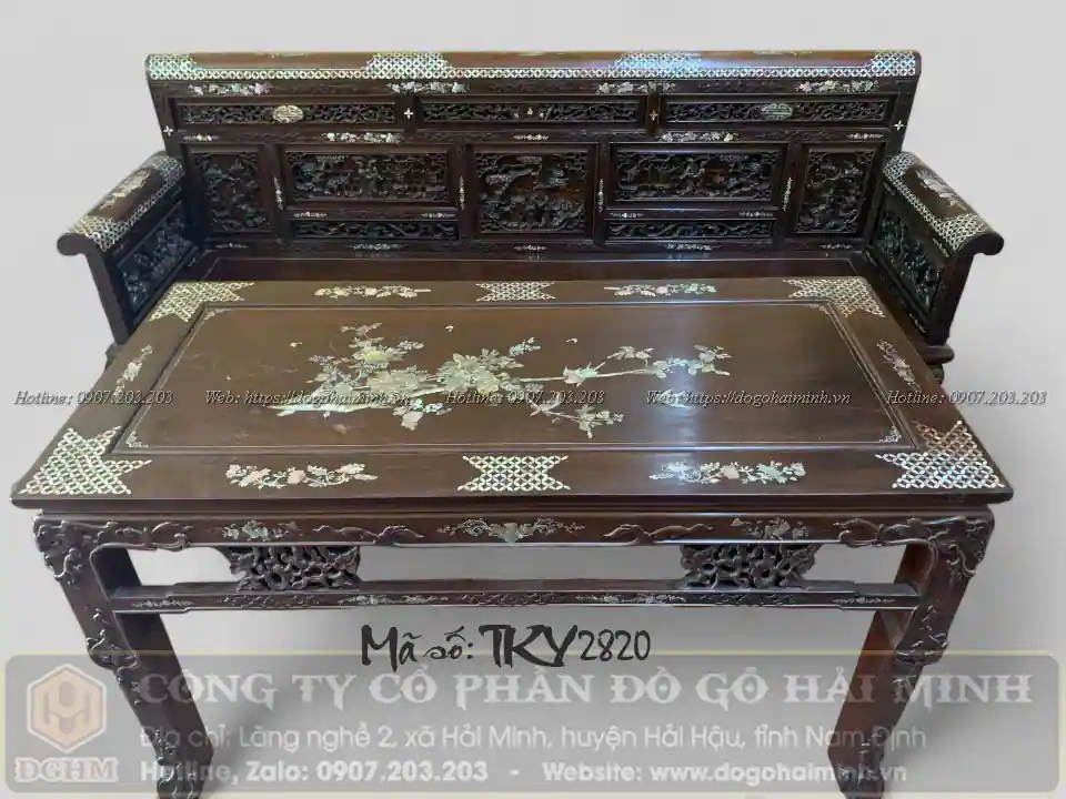 bộ bàn ghế trường kỷ huế vai lật khảm ốc