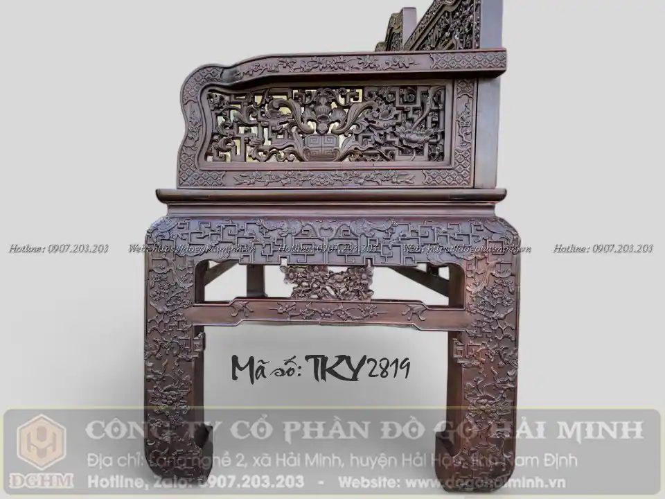 ghế trường kỷ lối huế đục triện dắt