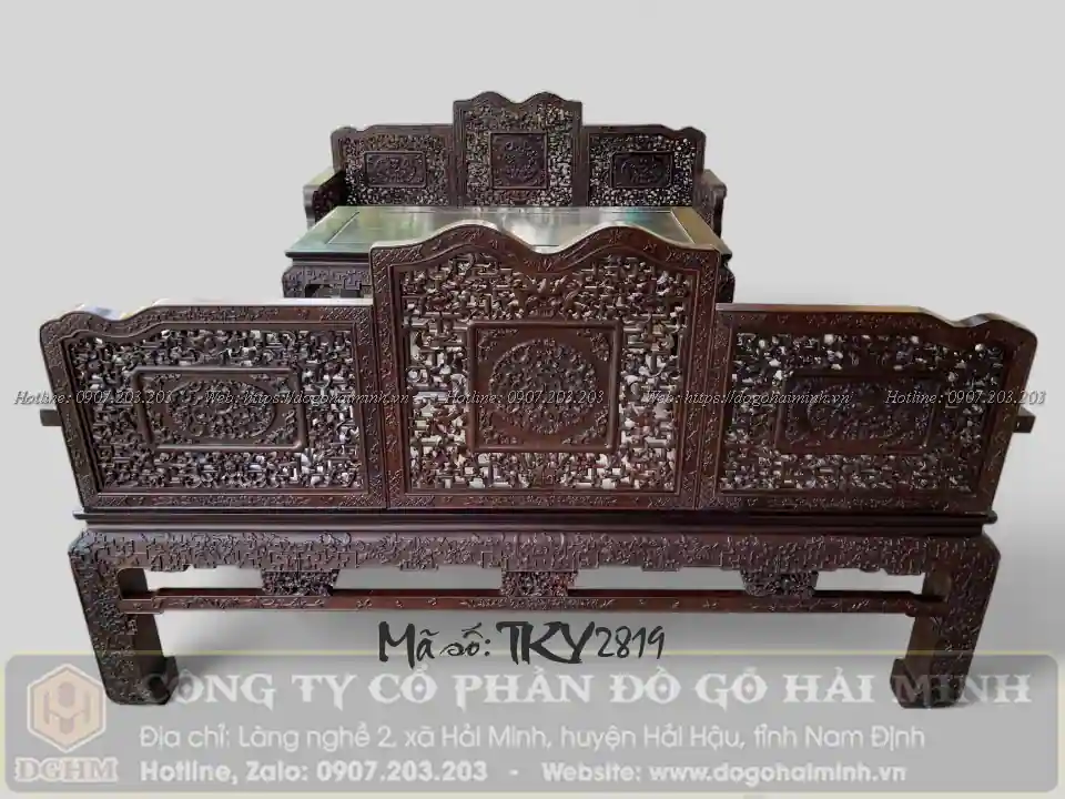 trường kỷ huế đục triện dắt 2 mặt