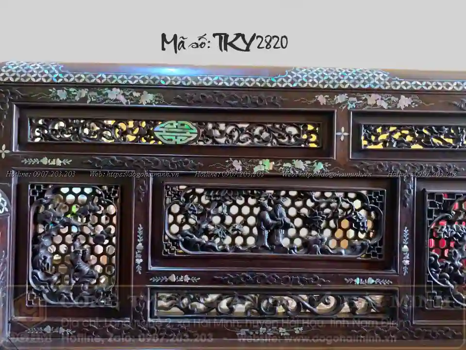 trường kỷ huế khảm ốc điểm gỗ gụ