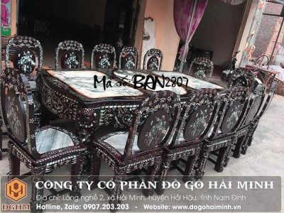 bộ bàn ăn 14 ghế khảm ốc