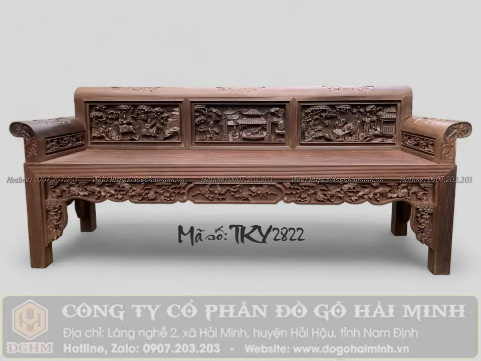 ghế tràng kỷ đục tích tam quốc đẹp