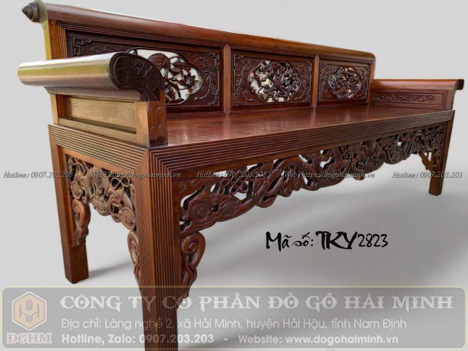 ghế trường kỷ đục sen vịt gỗ gụ giá rẻ