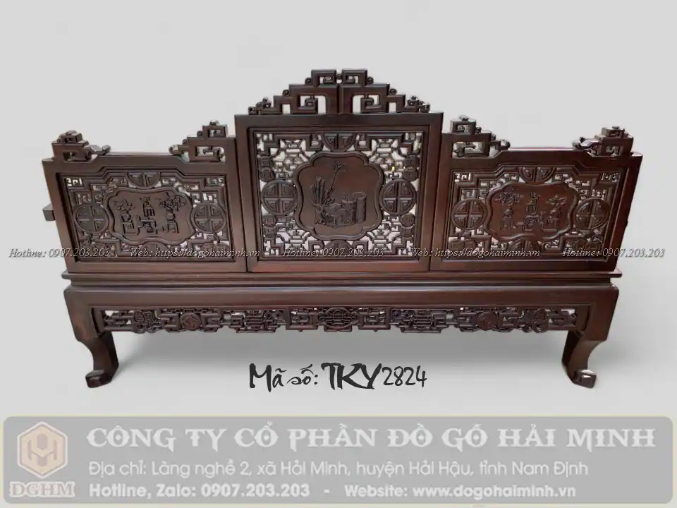 ghế trường kỷ đục truyện cổ đồ gỗ gụ