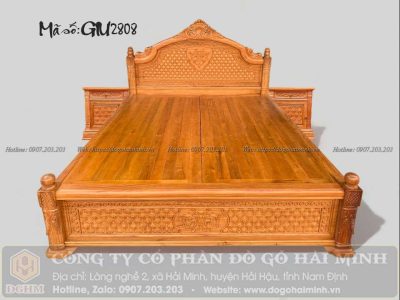 giường vòm hoàng đế vách đục trám gỗ gõ đỏ