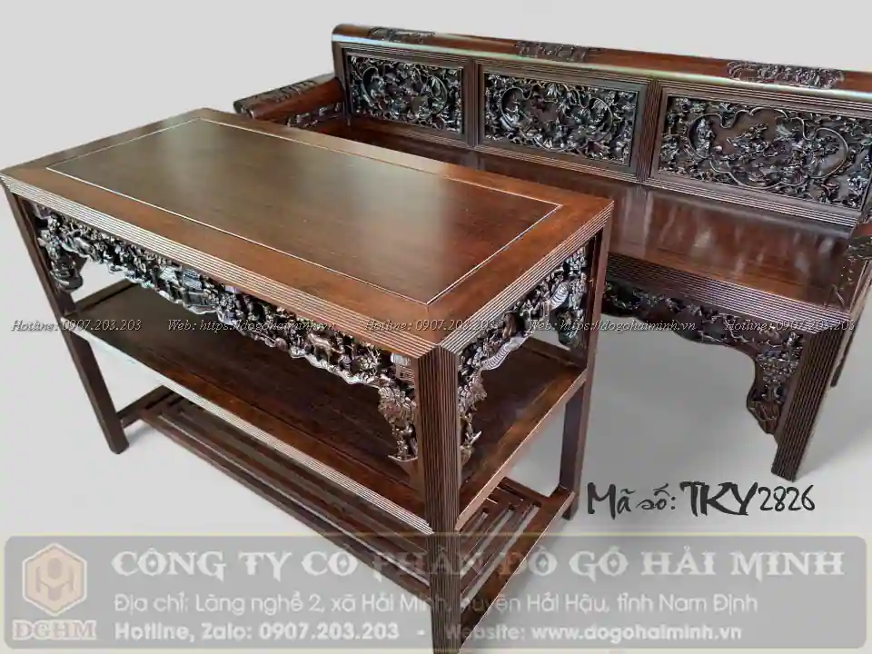 trường kỷ đục tích tứ dân gỗ gụ