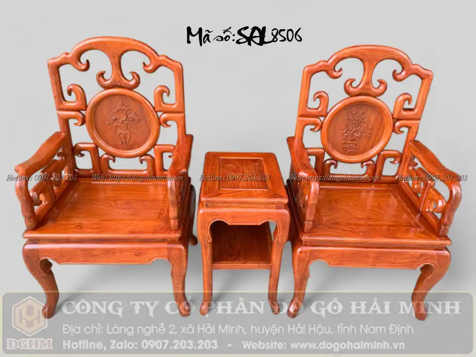 bàn ghế móc mỏ 6 món gỗ hương đá