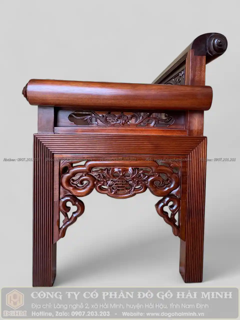 ghế trường kỷ đục sen vịt mẫu đại