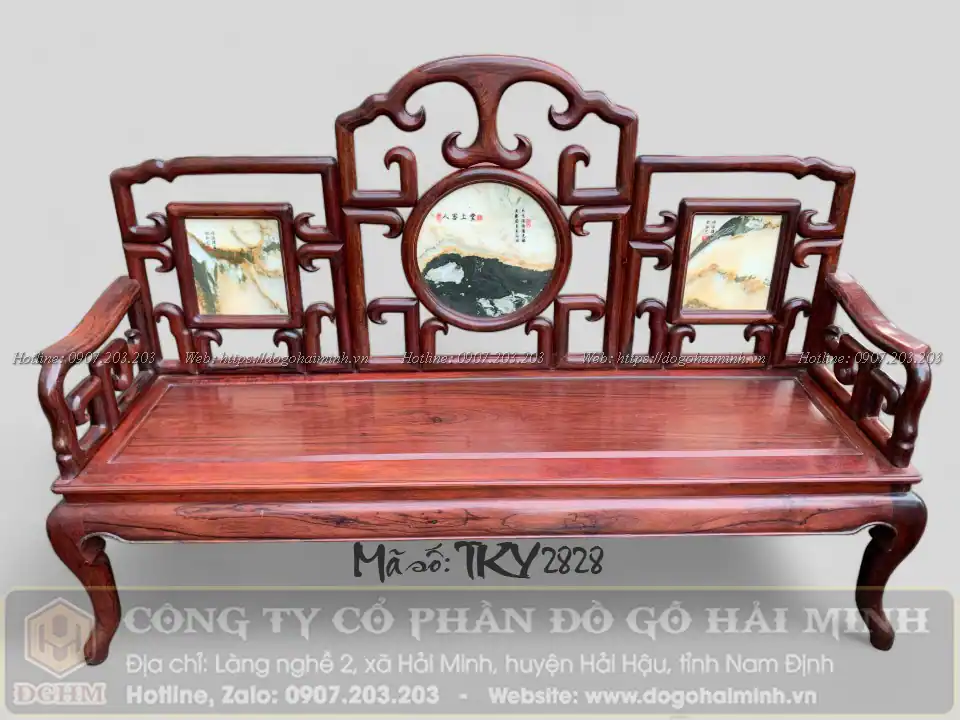 ghế trường kỷ móc gỗ cẩm lai