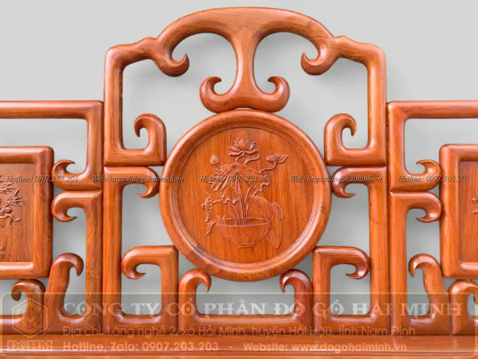 mẫu ghế móc mỏ 6 món gỗ hương đá