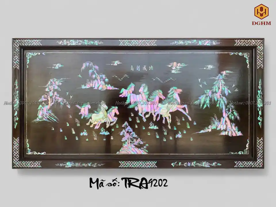 tranh mã đáo thành công khảm ốc