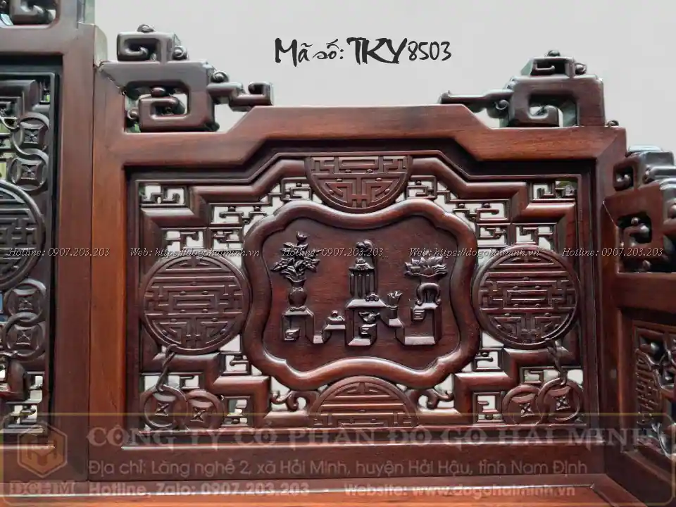 trường kỷ cổ đồ gỗ gụ 6 món