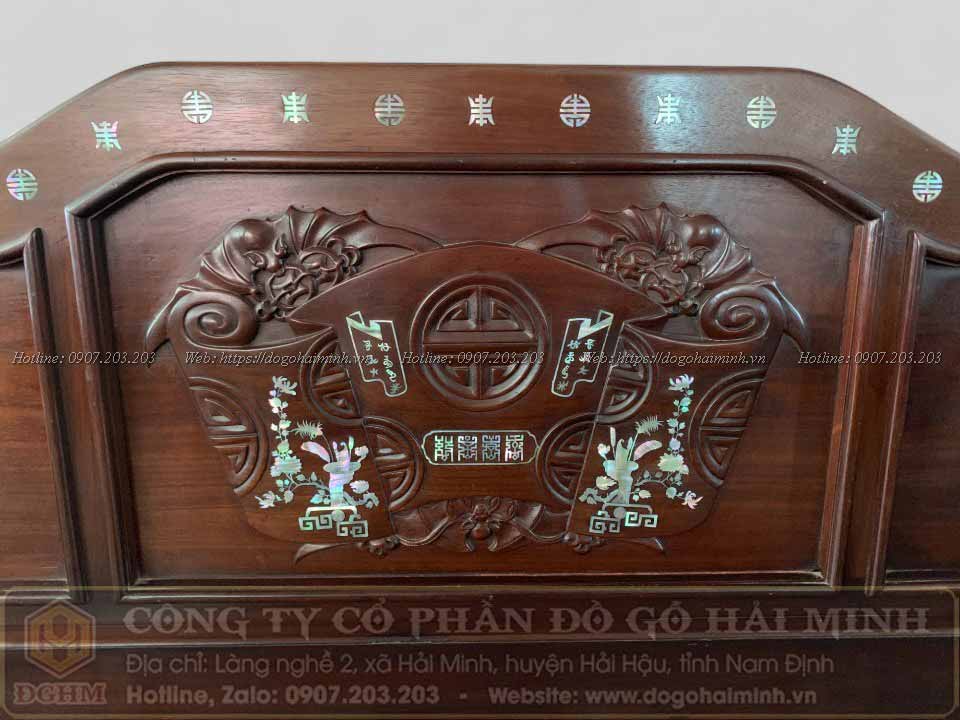 trường kỷ cuốn thư gỗ gụ cẩn ốc