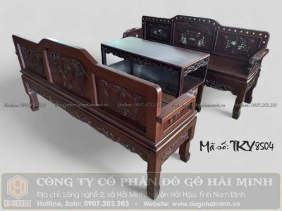 trường kỷ cuốn thư khảm ốc gỗ gụ