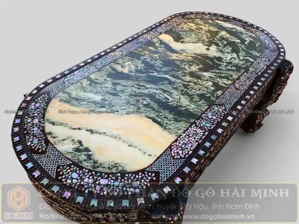 bàn ovan khảm ốc đỏ đẹp