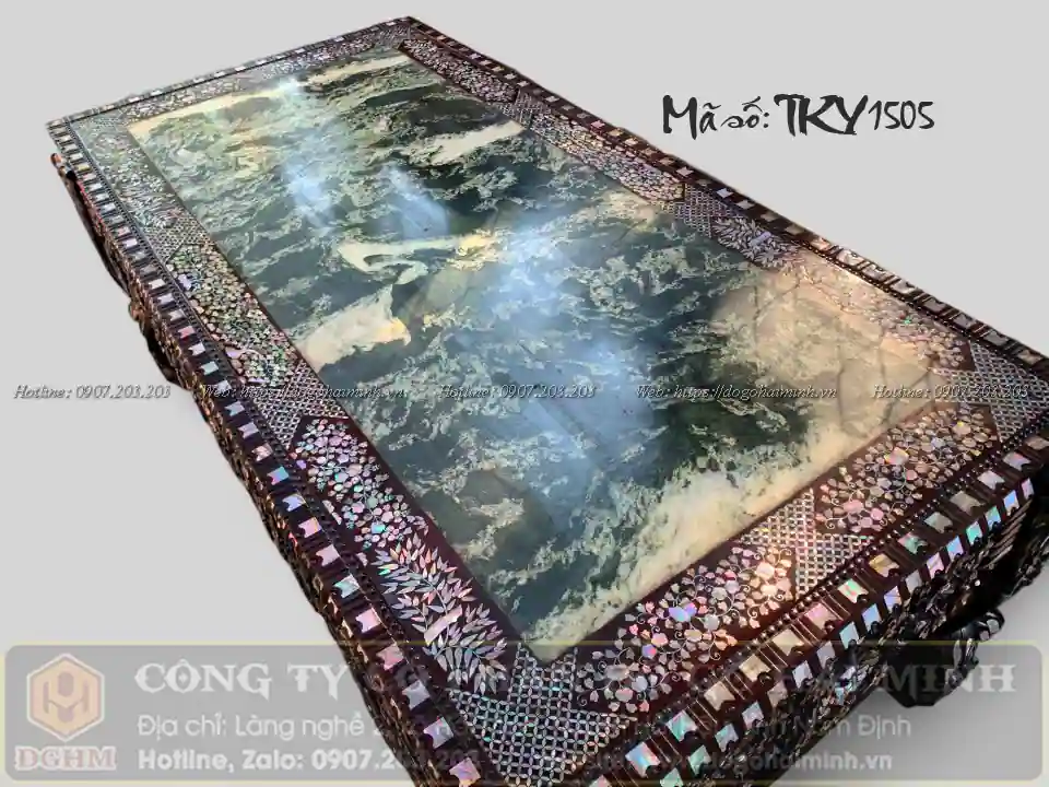 bàn trườngk ỷ ngũ sơn khảm ốc liên chi