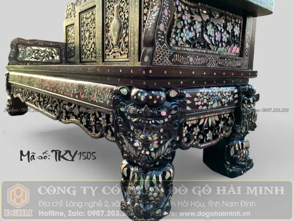 ghế trường kỷ ngũ sơn đại khảm ốc liên chi