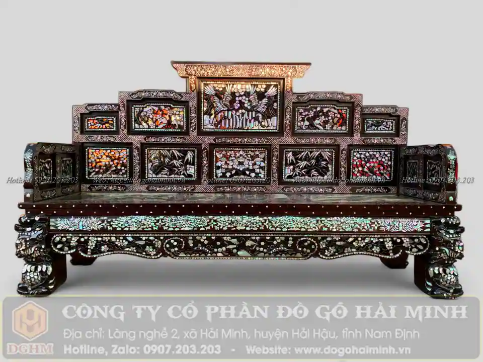 ghế trường kỷ ngũ sơn đại khảm ốc tứ diện