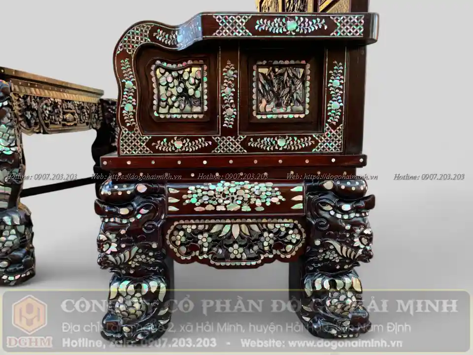 mẫu ghế trường kỷ đại ngũ sơn khảm ốc tứ diện đẹp