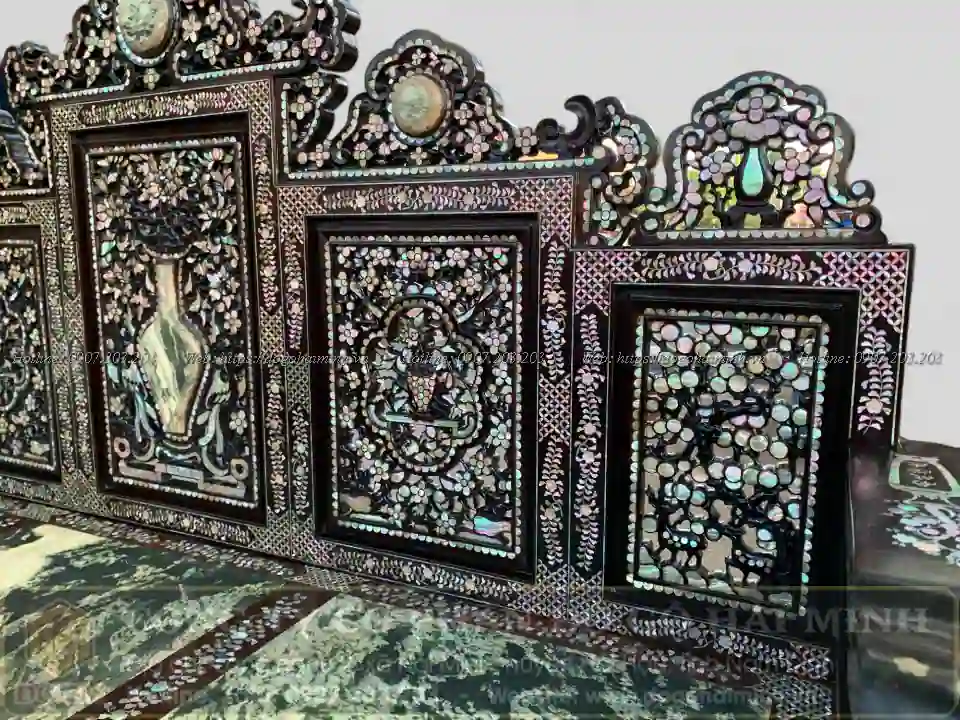 mẫu trường kỷ đại ngũ sơn khảm ốc