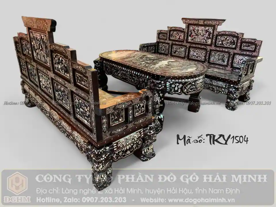 trường kỷ ngũ sơn đại khảm ốc đẹp