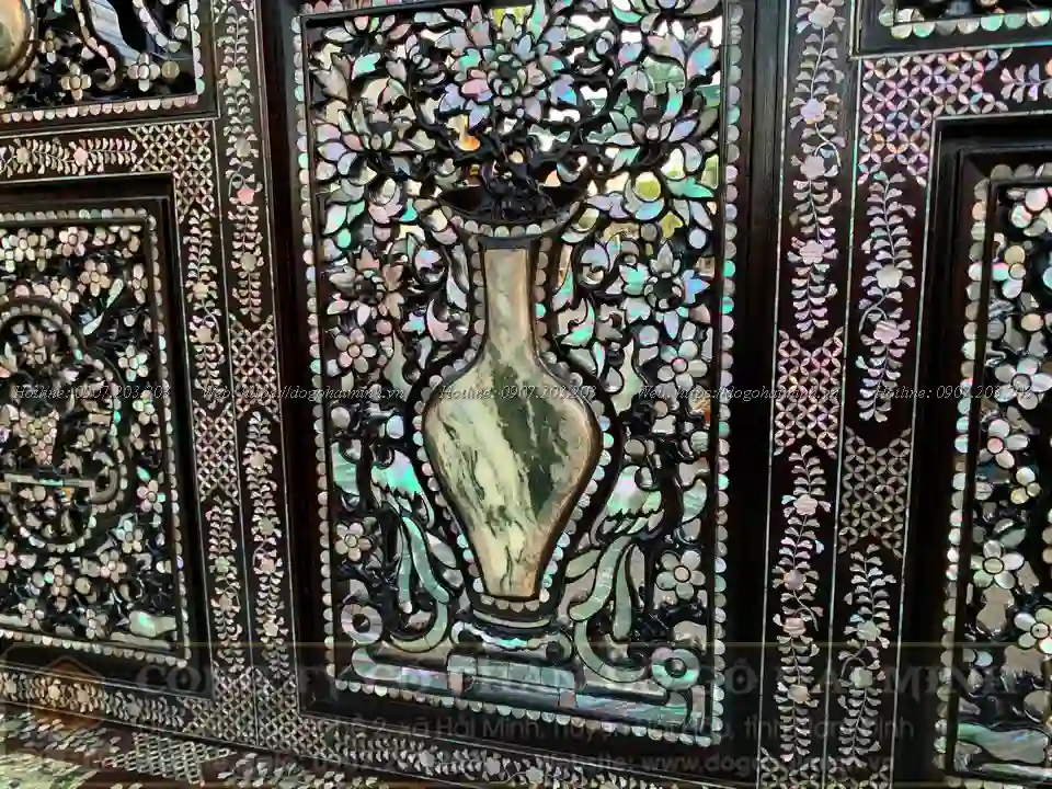 trường kỷ ngũ sơn đại khảm ốc đẹp