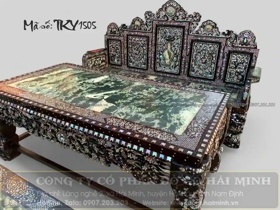 trường kỷ ngũ sơn khảm ốc liên chi