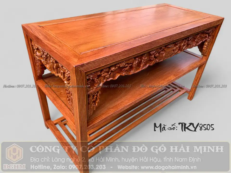 bàn ghế trường kỷ gỗ hương đá đục tích