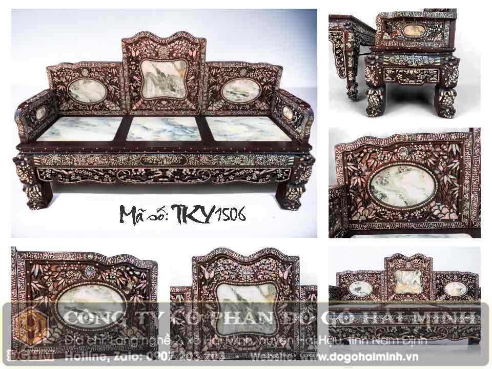 ghế trường kỷ tam sơn cẩn ốc đỏ