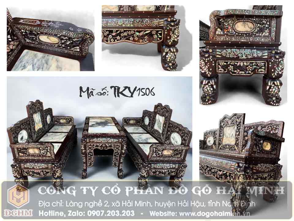 ghế trường kỷ tam sơn khảm ốc đẹp theo lối tàu