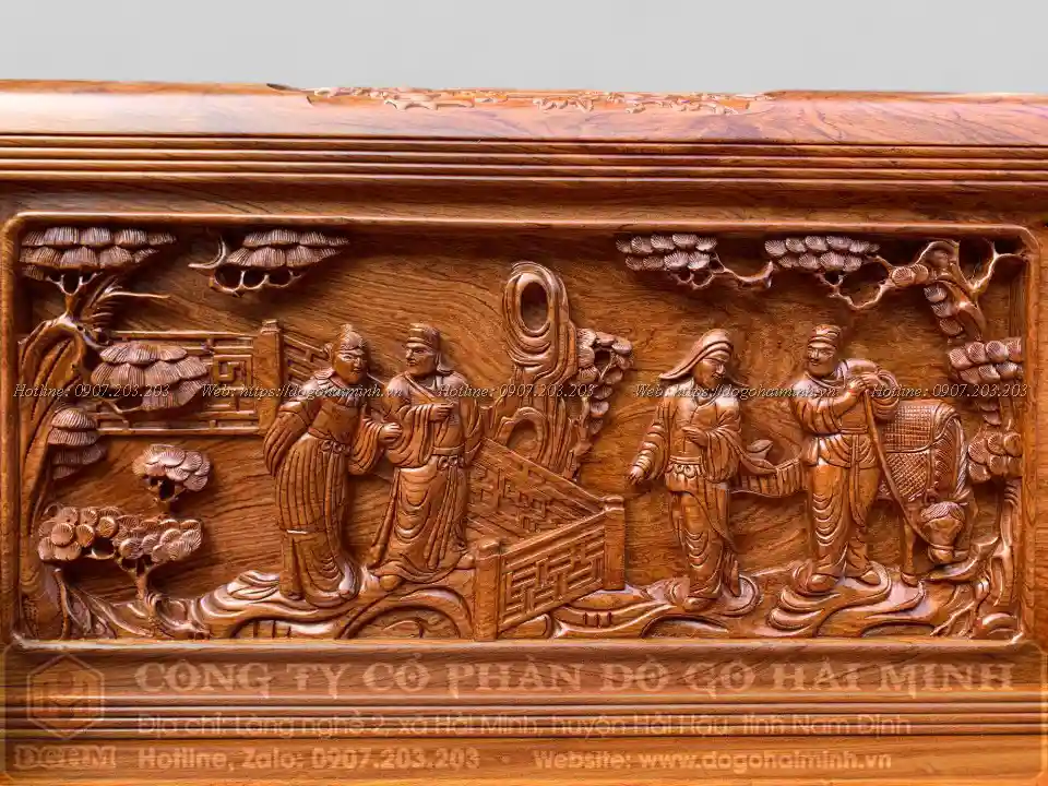 trường kỷ đục tích tam quốc gỗ hương