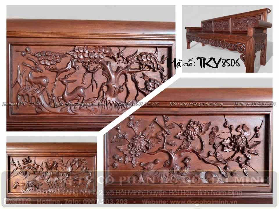 trường kỷ đục tứ quý tràn gỗ gụ