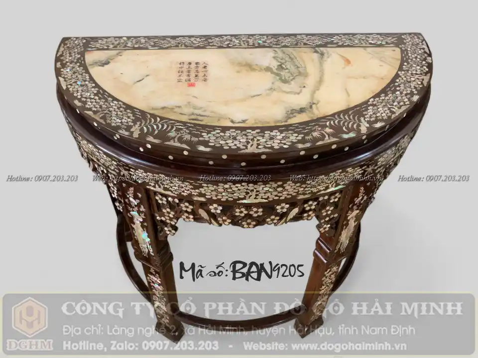 bàn bán nguyệt khảm ốc