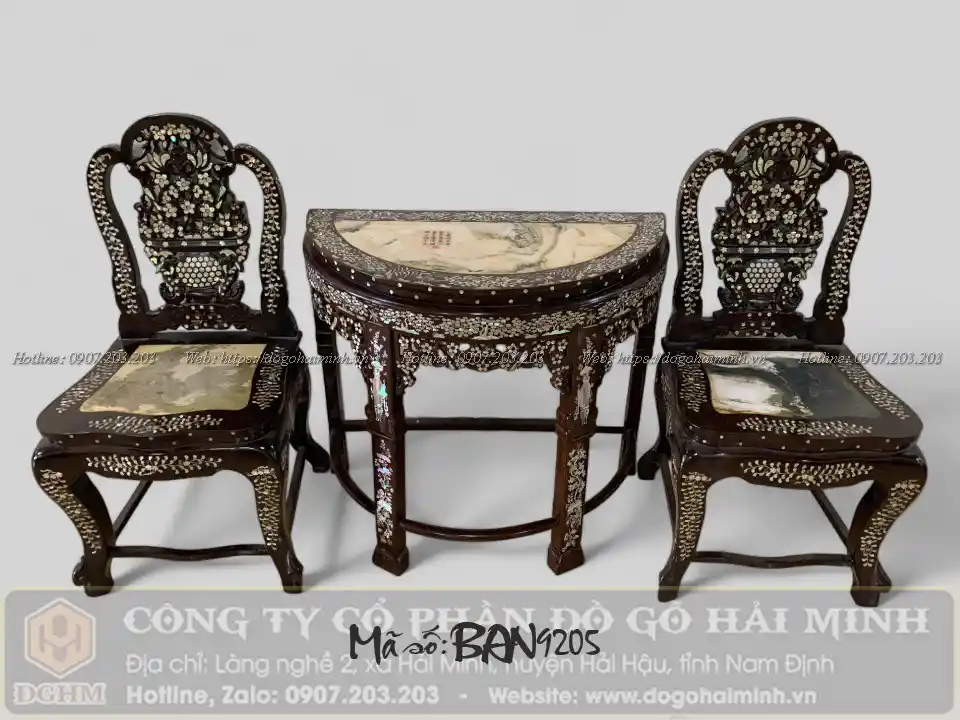 bộ bàn trà 2 ghế khảm ốc