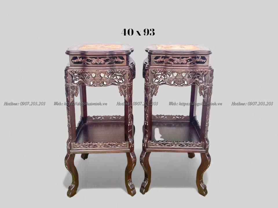 đôn ghế ngũ phúc 2 tầng gỗ gụ
