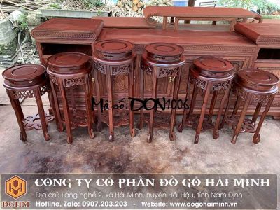 Ghế Đôn Tròn Gỗ Gụ - Mã số: DON1006