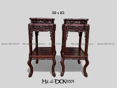 ghế đôn vuông ngũ phúc 2 tầng gỗ gụ
