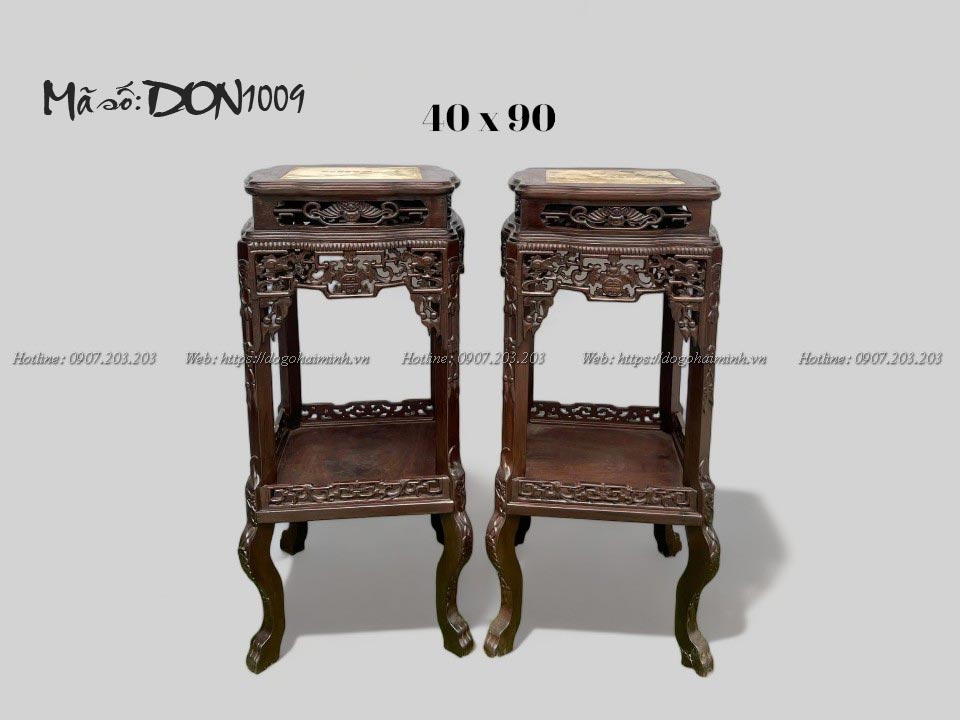 ghế đôn vuông đục ngũ phúc 2 tầng