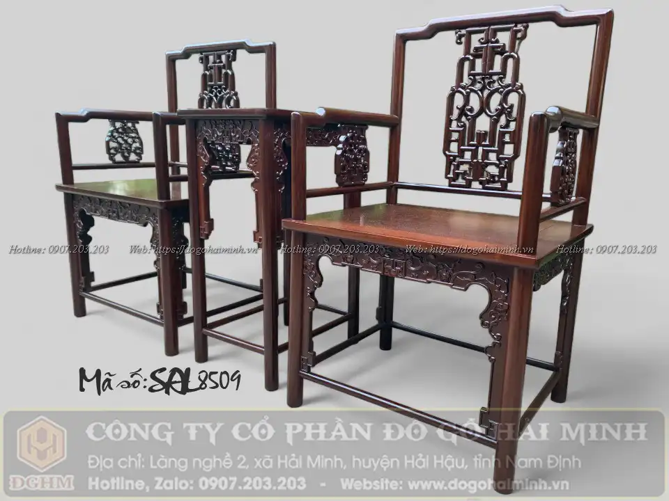 ghế vách triện tau gỗ gụ