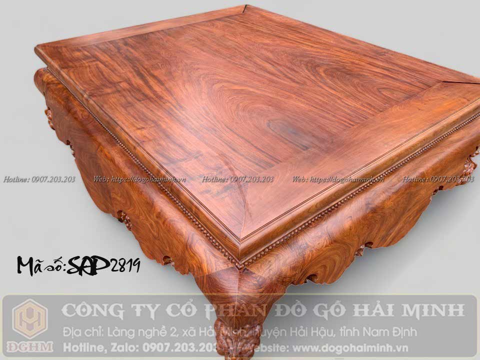 sập trơn vén gỗ hương đá siêu vân