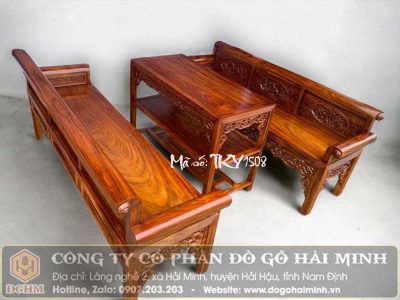 Trường kỷ đục tứ quý gỗ lim nam phi