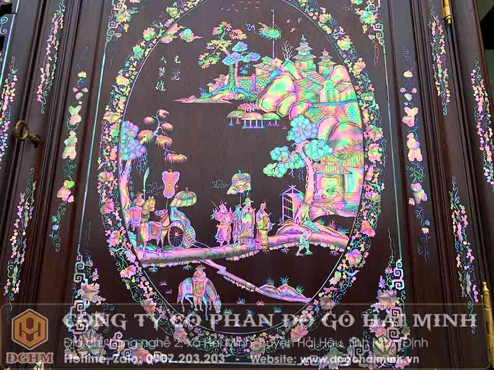 cánh tủ khảm ốc tích văn vương cầu hiền