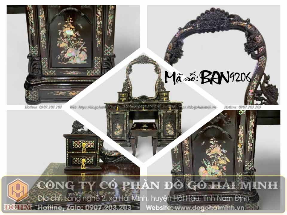 bàn trang điểm khảm ốc đục hoa hồng gỗ gụ
