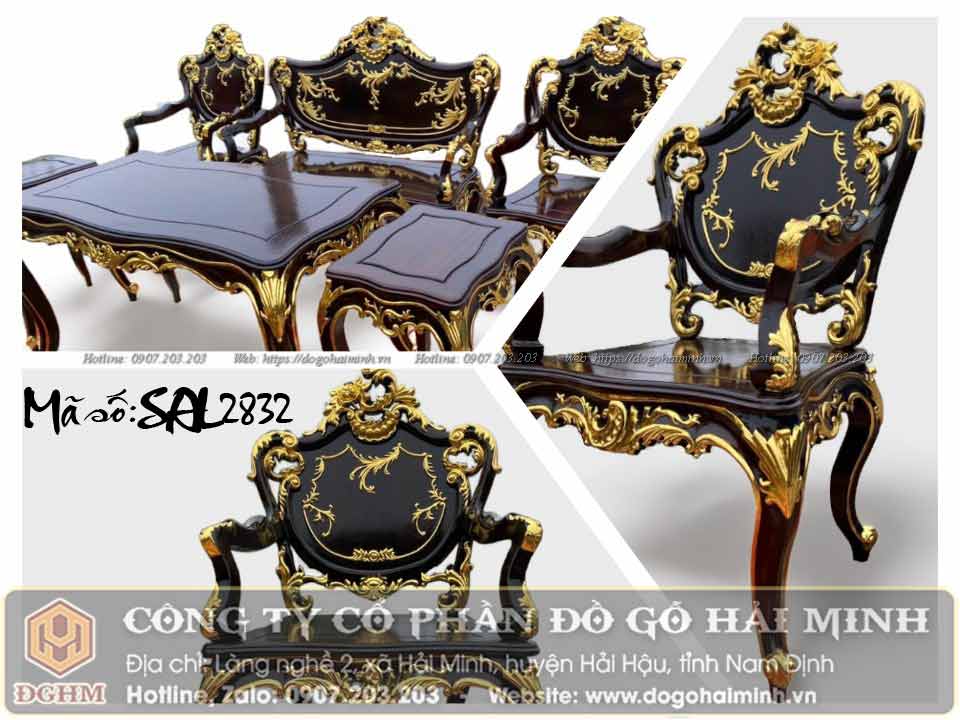 bộ bàn ghế louis pháp thếp vàng điểm