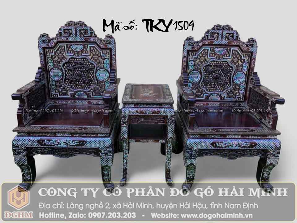 bộ trường kỷ huế ngũ lân vờn cầu khảm ốc