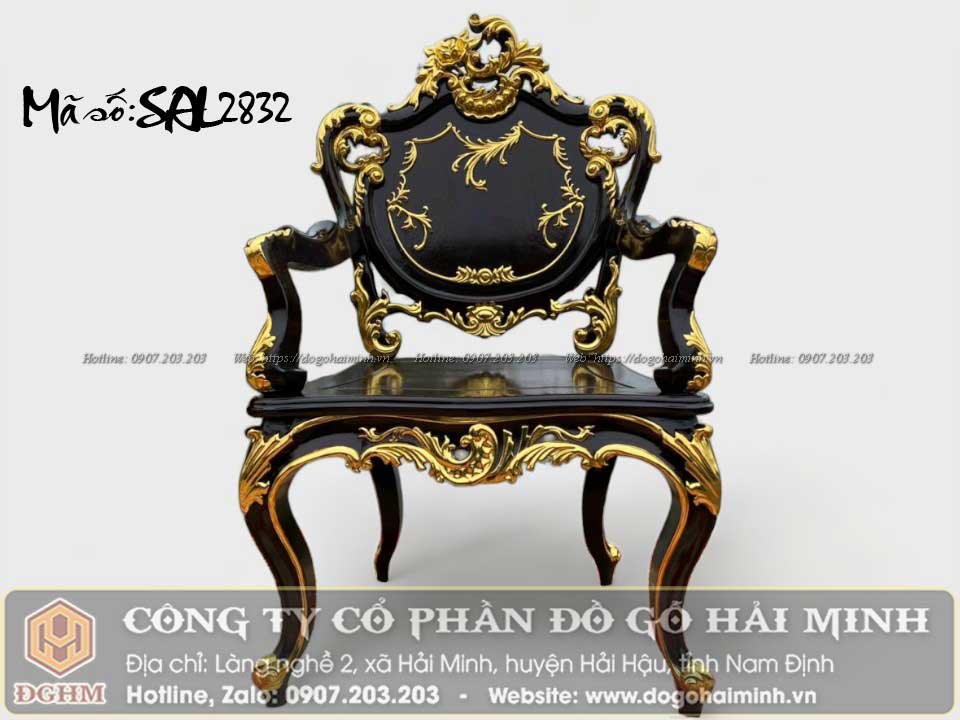 ghế louis kiểu pháp mạ vàng