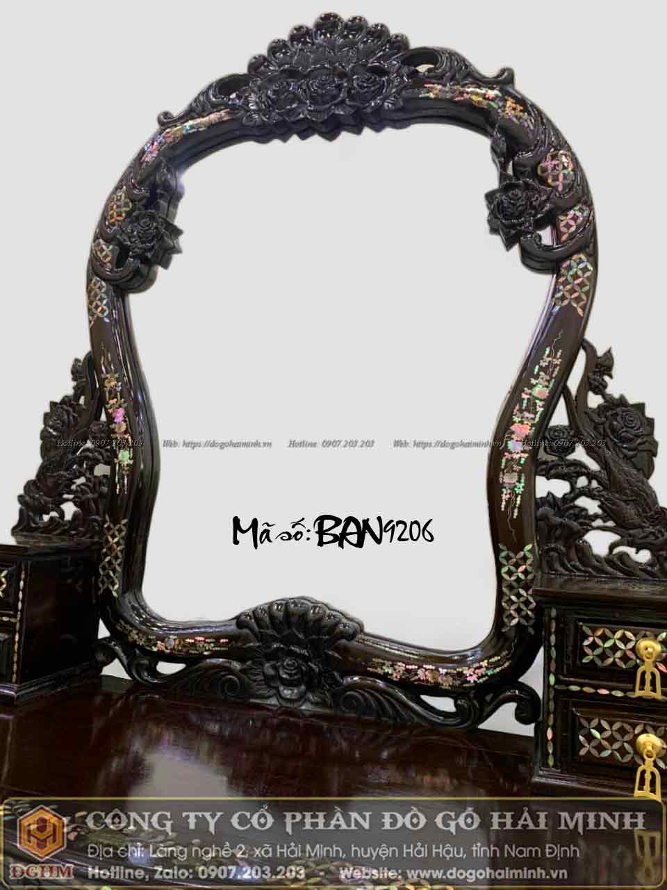 mẫu bàn trang điểm đục hoa hồng khảm ốc