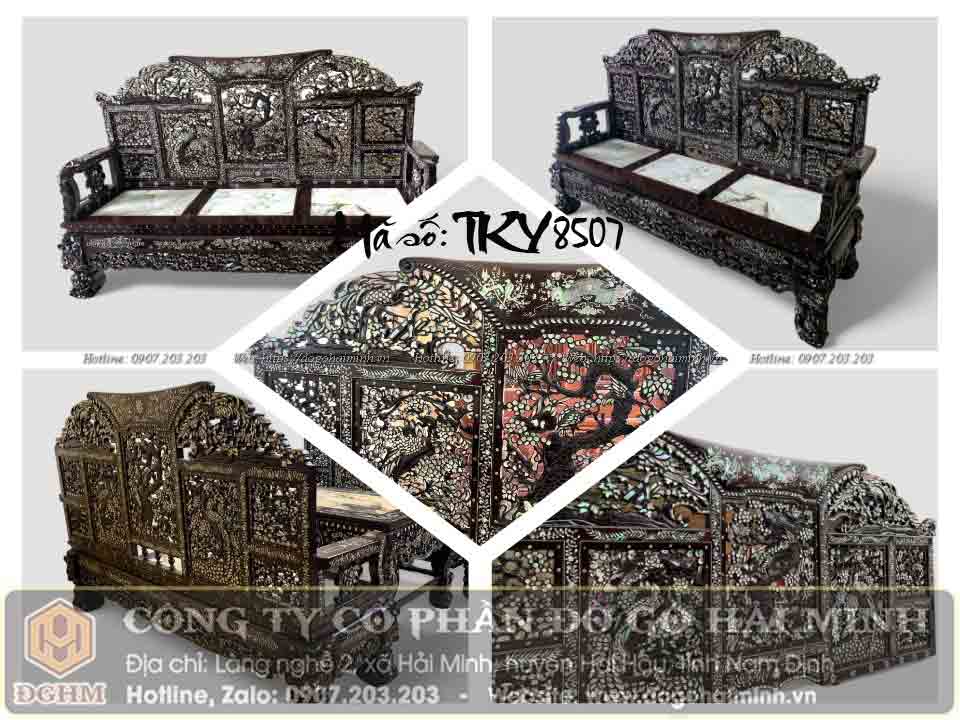 trường kỷ cẩn ốc ngũ sơn mẫu phượng hoàng